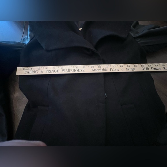 LAUNDRY BY SHELLI SEGAL S/CH/P ASYMMETRICAL WOMENS WOOL BLEND COAT BLACK SMALL - Picture 7 of 14